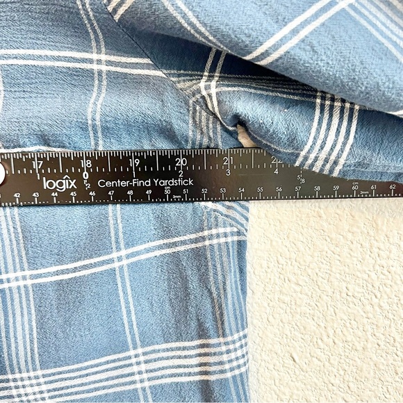 Style & Co Shirt Blue Plaid Long Sleeve Eyelet Embroidered Cotton Blouse Large - Picture 6 of 8